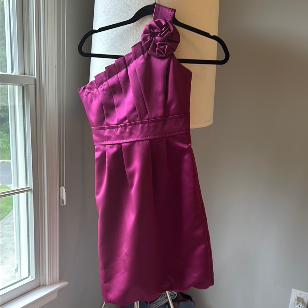 Phoebe Couture Magenta One Shoulder Sheath Dress